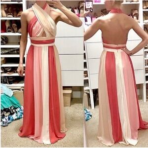 NWT Multi-Color Halter Maxi Dress